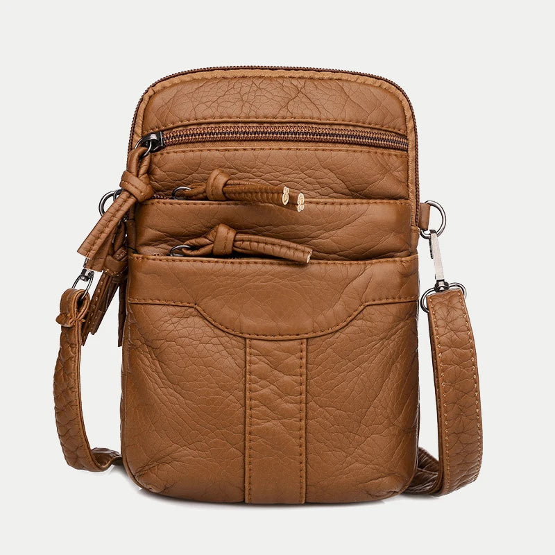 Vintage Soft Leather Crossbody Phone Purse Women Shoulder Bag