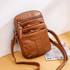 Vintage Soft Leather Crossbody Phone Purse Women Shoulder Bag