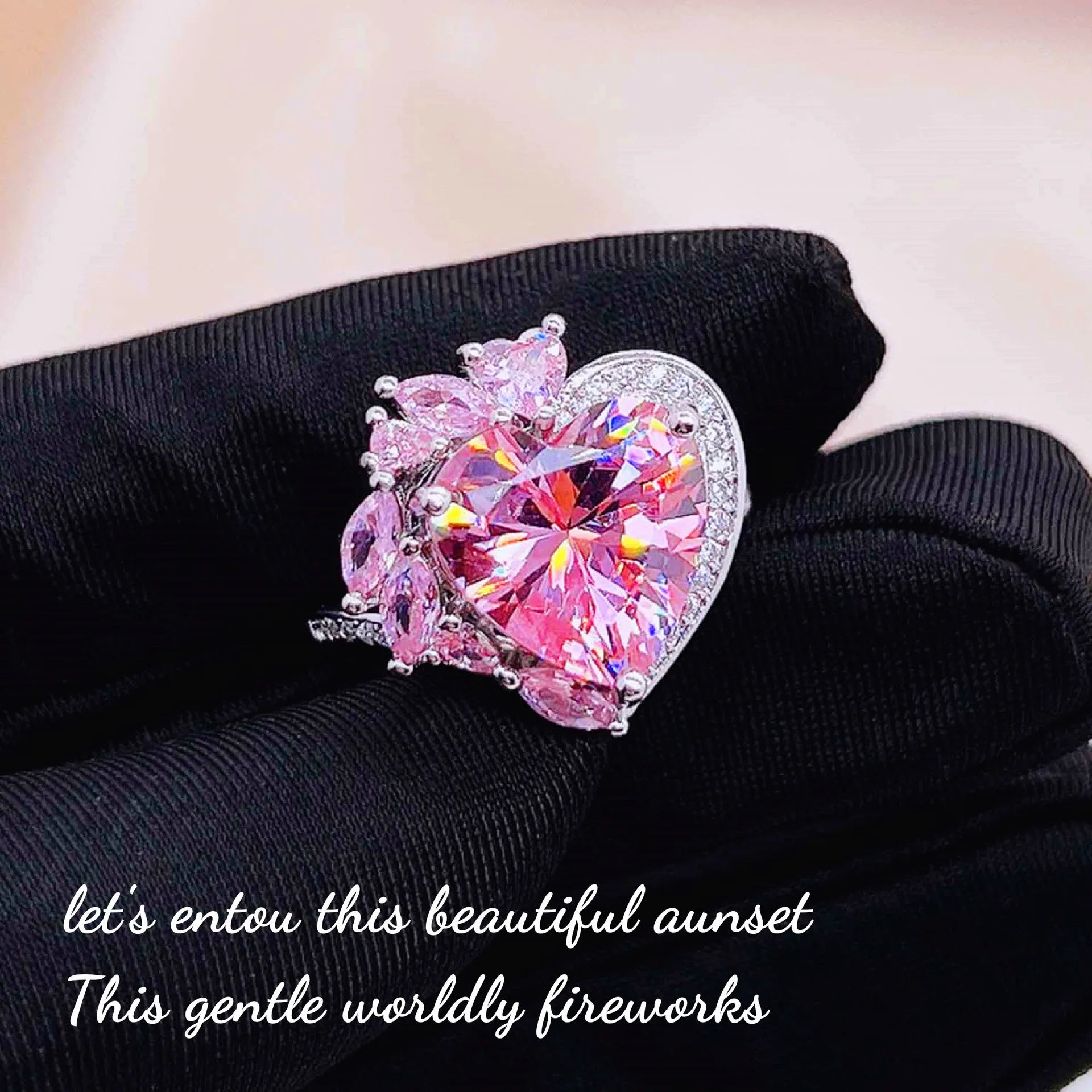 Arrival Pink Crystal Morganite Zirconia Jewelry Set