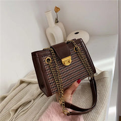 PU Leather Solid Shoulder Chain Bag Messenger Tote Bag