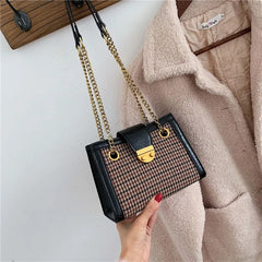 PU Leather Solid Shoulder Chain Bag Messenger Tote Bag