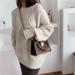PU Leather Solid Shoulder Chain Bag Messenger Tote Bag