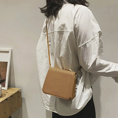 PU Leather Frosted Shoulder Bag Solid Soft Messenger Small Square Bag