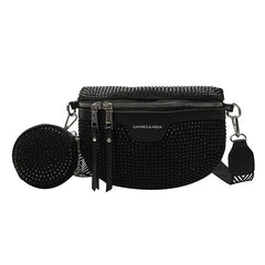Women's Rhinestone Shoulder Messenger Bag All-match Saddle Tide Rhinestone Bag