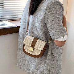 Braided Beach Ladies Saddle Bag Woven Rattan Bags For Ladies