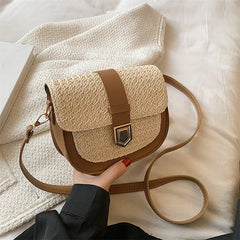 Braided Beach Ladies Saddle Bag Woven Rattan Bags For Ladies