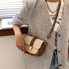 Braided Beach Ladies Saddle Bag Woven Rattan Bags For Ladies