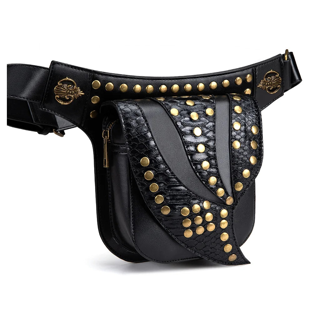 Punk Rivet Waist Bag Retro Tactical Chest Bag Women