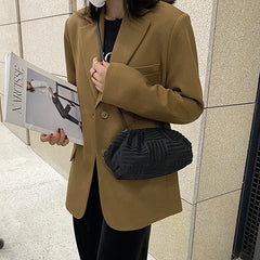 Green Towel Fabric Women Single-Shoulder Bag Plaeted Cloud Bag