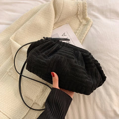 Green Towel Fabric Women Single-Shoulder Bag Plaeted Cloud Bag