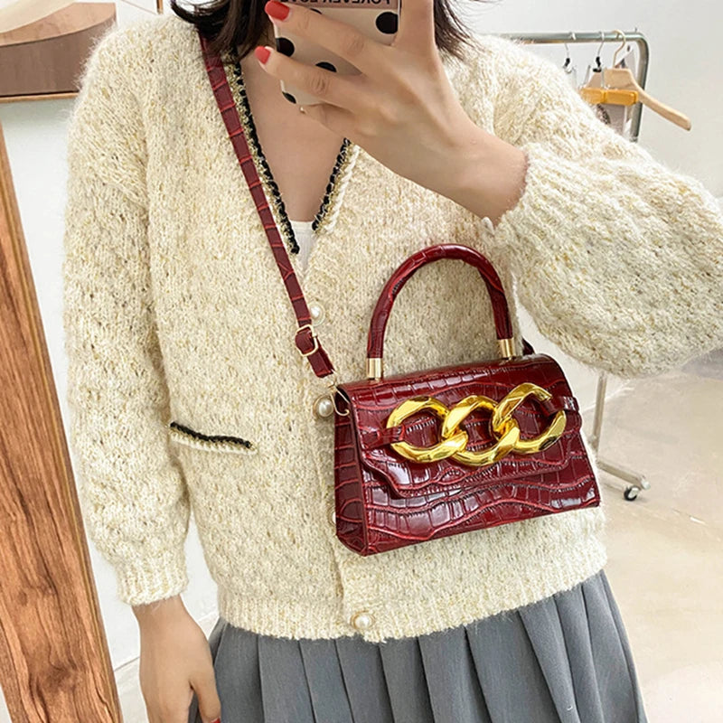 Soft Shoulder Bags Chain Crossbody Bag PU Leather Handbags