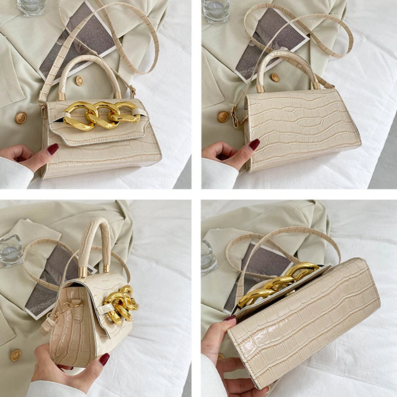 Soft Shoulder Bags Chain Crossbody Bag PU Leather Handbags