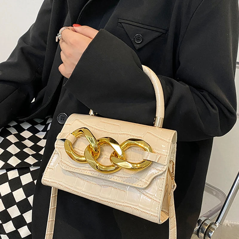 Soft Shoulder Bags Chain Crossbody Bag PU Leather Handbags