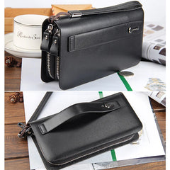 Men Clutch Wallets Large Capacity Double Zipper Mobile Phone Pouch