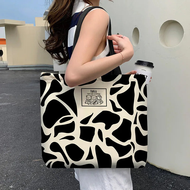 Canvas Shoulder Bag Retro Harajuku Handbag Large Capacity Tote