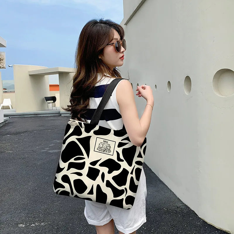 Canvas Shoulder Bag Retro Harajuku Handbag Large Capacity Tote