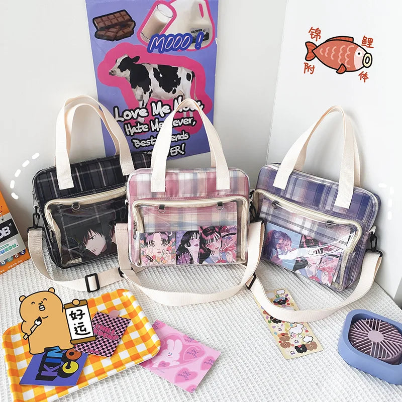 Canvas Shoulder Bag Handbag for Junior High School Girls