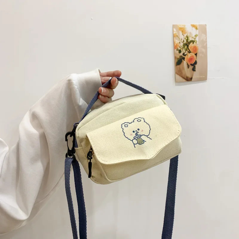 Canvas Small Fresh Ladies One-shoulder Diagonal Bag Cartoon Print