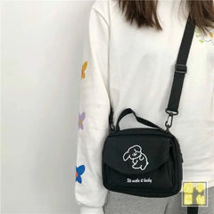 Canvas Small Fresh Ladies One-shoulder Diagonal Bag Cartoon Print