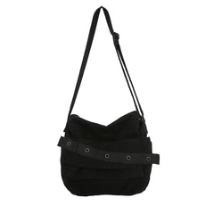 Canvas Solid Shoulder Bag Unisex Messenger Bag