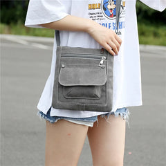 Canvas Women Single Strap Small Shoulder Bags Solid Zipper Cross-body Bags