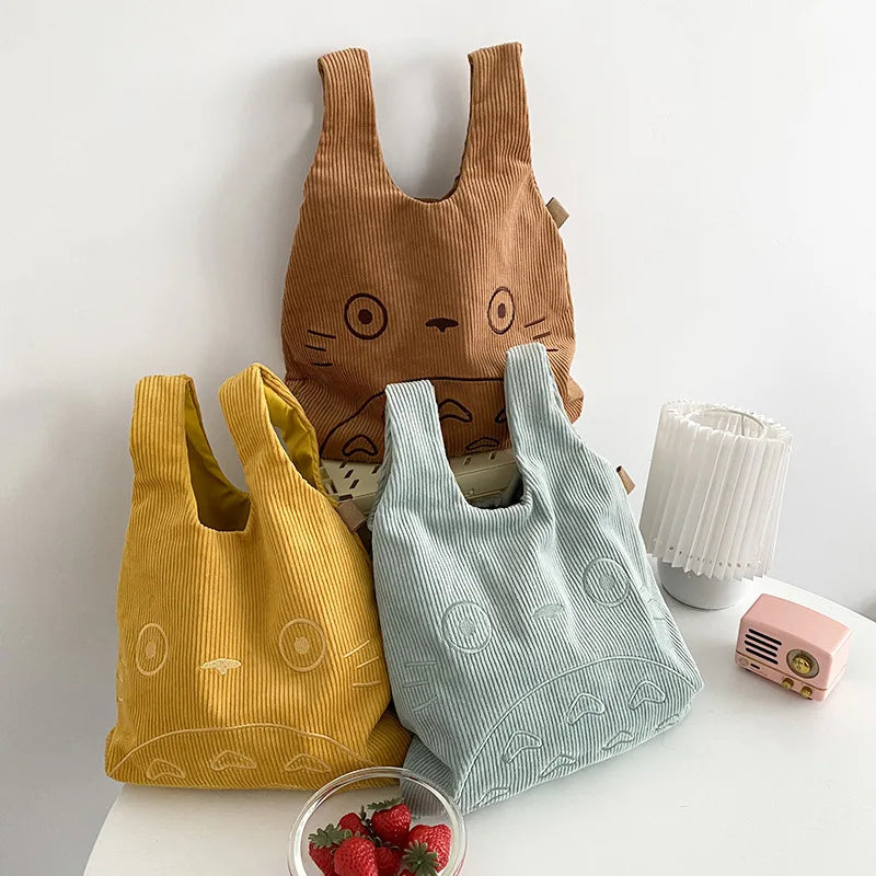 Totoro Embroidery Handbag for Women Girls