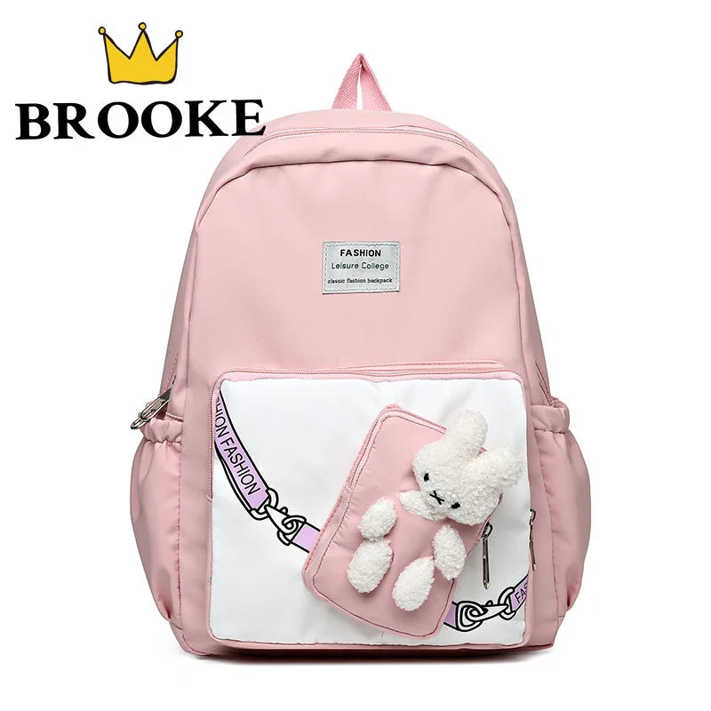 Girls Cartoon Bookbag Green Purple School Backpack