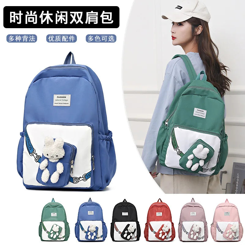 Girls Cartoon Bookbag Green Purple School Backpack
