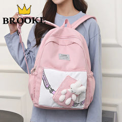Girls Cartoon Bookbag Green Purple School Backpack