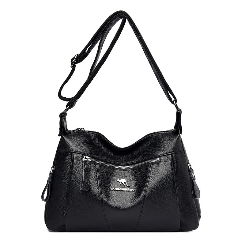 Casual Many Pockets High PU Leather Women Shoulder Bags Handbags Women Crossbody