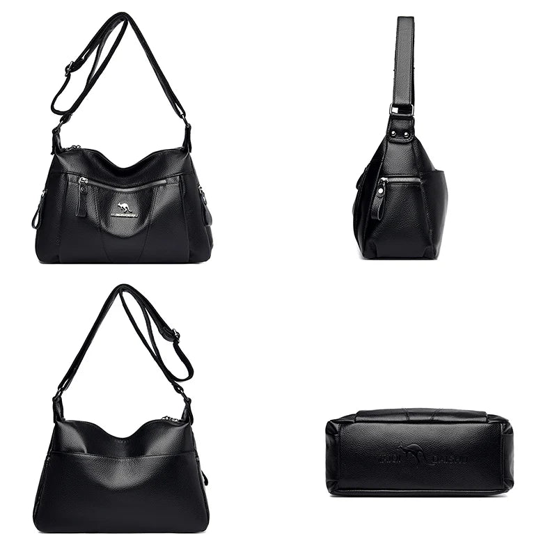 Casual Many Pockets High PU Leather Women Shoulder Bags Handbags Women Crossbody