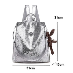 Women Backpacks PU Leather School Shoulder Bag With Bear