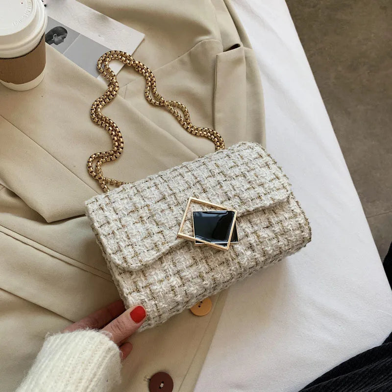 Plaid Wool Women Bags Purses And Handbags Ladies Crossbody Shoulder Bag Female