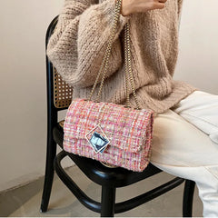 Plaid Wool Women Bags Purses And Handbags Ladies Crossbody Shoulder Bag Female