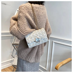 Plaid Wool Women Bags Purses And Handbags Ladies Crossbody Shoulder Bag Female