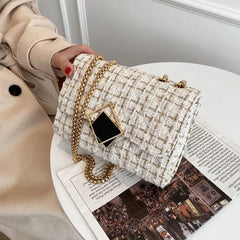 Plaid Wool Women Bags Purses And Handbags Ladies Crossbody Shoulder Bag Female