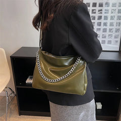 Chain Women Large Capacity Tote Bag Shoulder Bag PU Leather Handbags