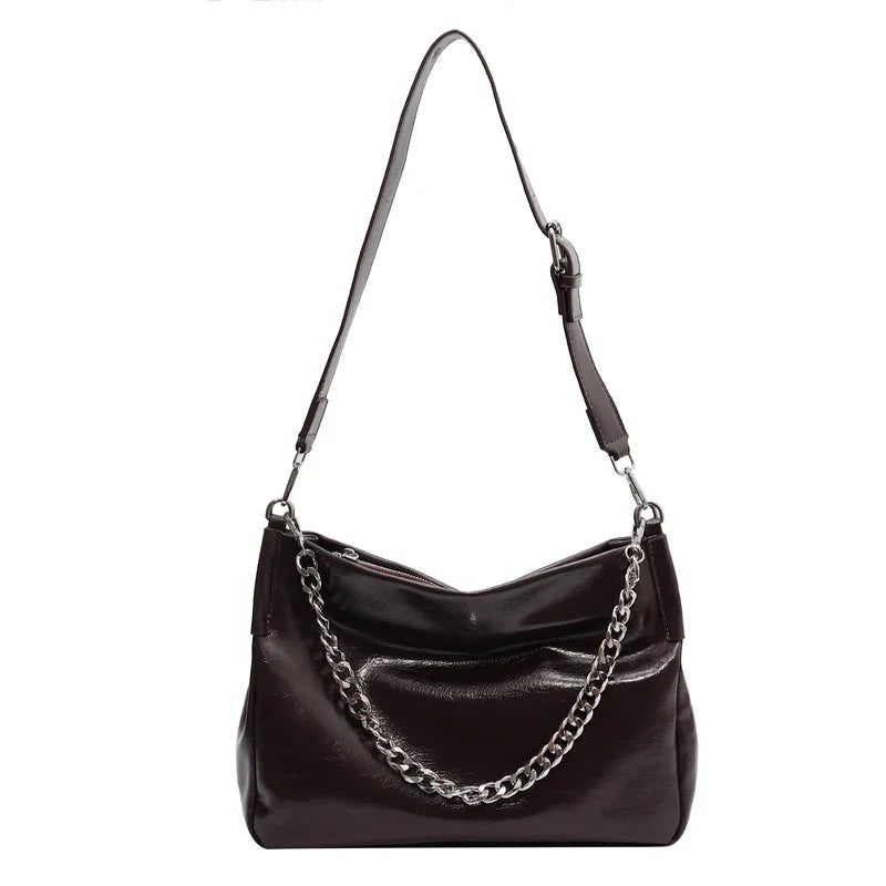Chain Women Large Capacity Tote Bag Shoulder Bag PU Leather Handbags