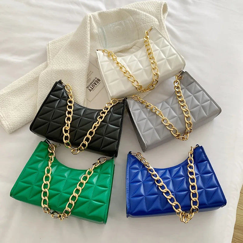 Plaid Pu Leather Women Shoulder Bag Handbags Underarm Bags