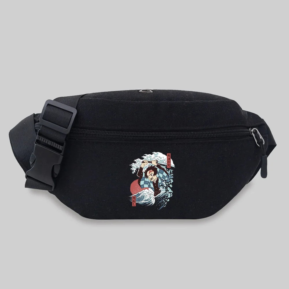 Wave Pattern Chest Messenger Bag Women Travel Waist Crossbody Bag