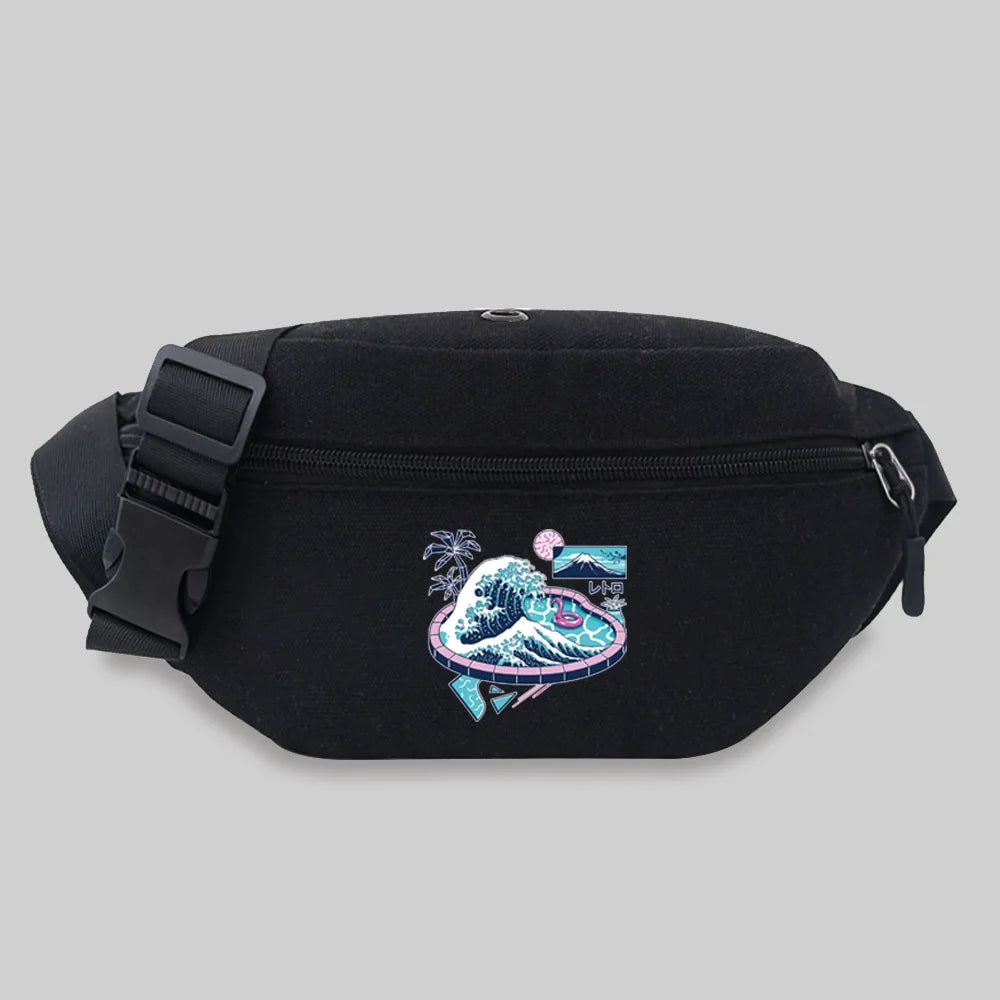 Wave Pattern Chest Messenger Bag Women Travel Waist Crossbody Bag