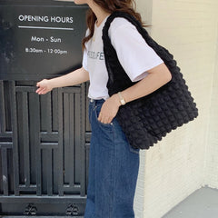 Cloud Bubble Flower Women's Shoulder Bag Canvas Handbag