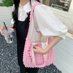Cloud Bubble Flower Women's Shoulder Bag Canvas Handbag