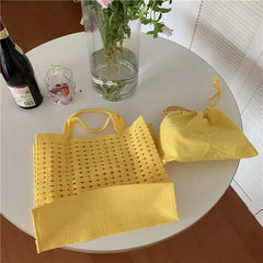 Cotton Thread Knit Women Handbags Ladies Hollow Out Tote Bag