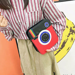 Rainbow Camera Bag Women's PU Leather Messenger Crossbody Bag