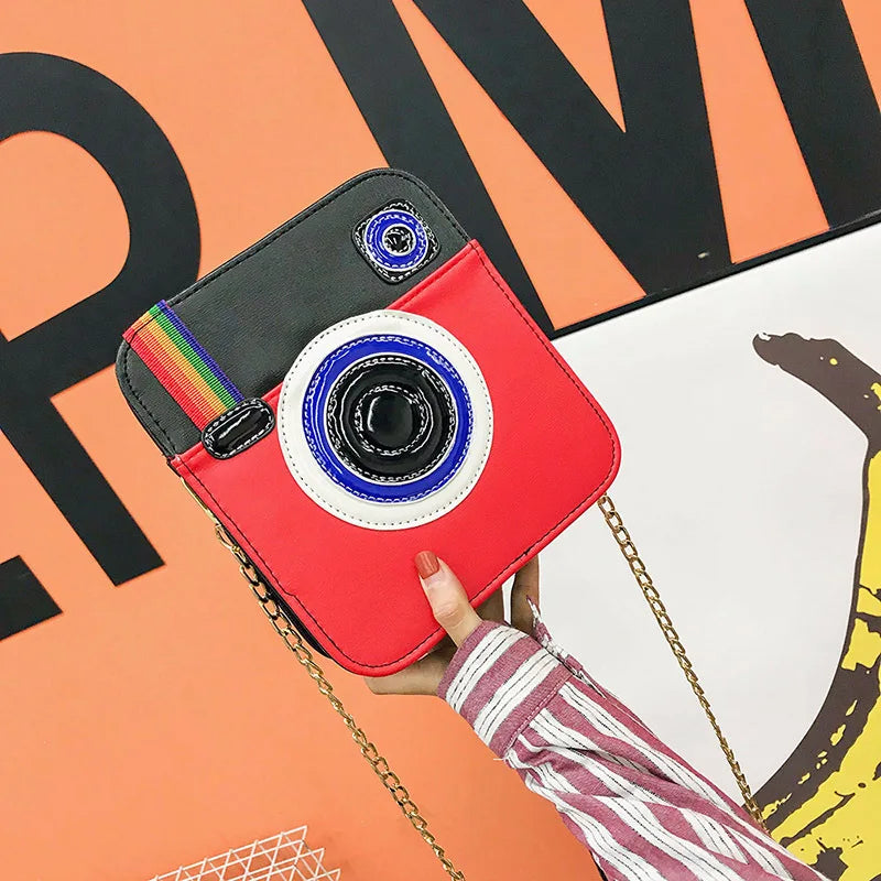 Rainbow Camera Bag Women's PU Leather Messenger Crossbody Bag