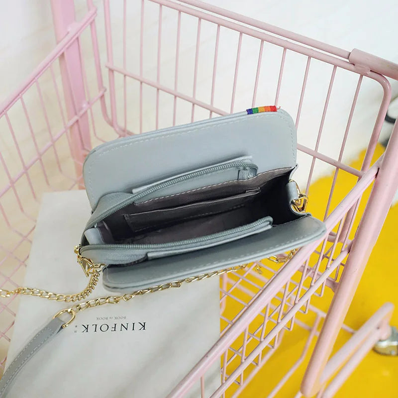 Rainbow Camera Bag Women's PU Leather Messenger Crossbody Bag