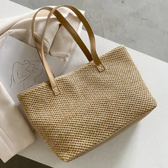Straw Crossbody Bag Summer Handbag High Capacity Shoulder Bag Female Travel
