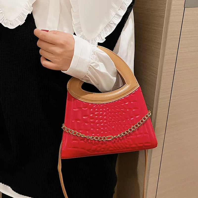 Crossbody Bags Peach Heart Handle Purse Handbag Crocodile Bags for Women