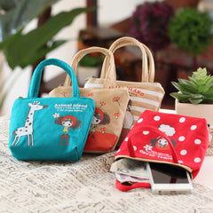 Girls Cartoon Coin Purse Hand Carry Change Bag Animal Print Mini Wallet